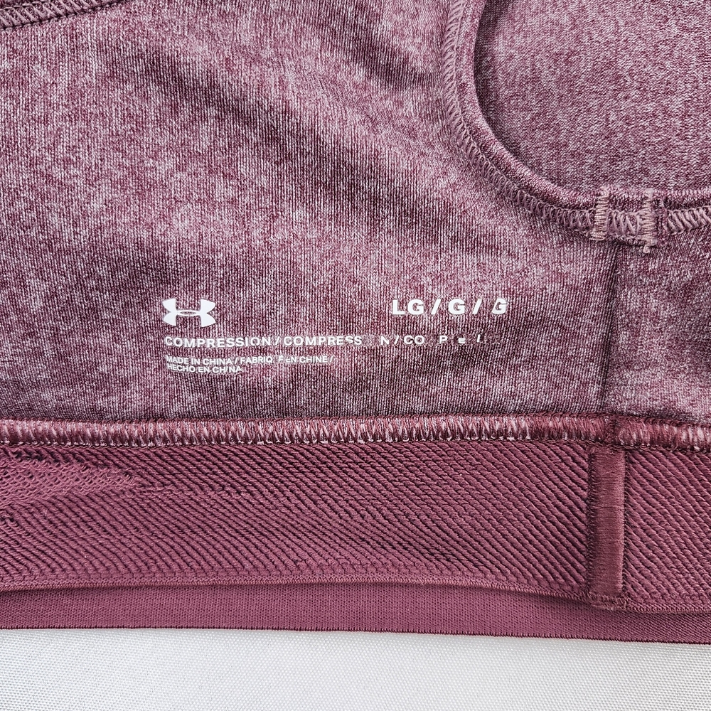 Under Armour Purple Heathered Sports Bra Mid Crossback Compression Large - Picture 6 of 9